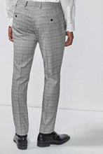Load image into Gallery viewer, Light Grey / Blue Skinny Fit Check Suit: Trousers - Allsport
