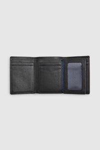 Black Signature Italian Leather Extra Capacity Trifold Wallet - Allsport