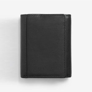 Black Signature Italian Leather Extra Capacity Trifold Wallet