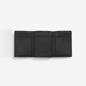 Black Signature Italian Leather Extra Capacity Trifold Wallet