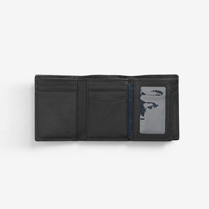 Black Signature Italian Leather Extra Capacity Trifold Wallet