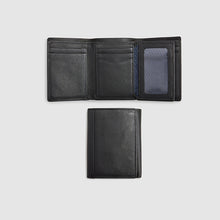 Load image into Gallery viewer, Black Signature Italian Leather Extra Capacity Trifold Wallet
