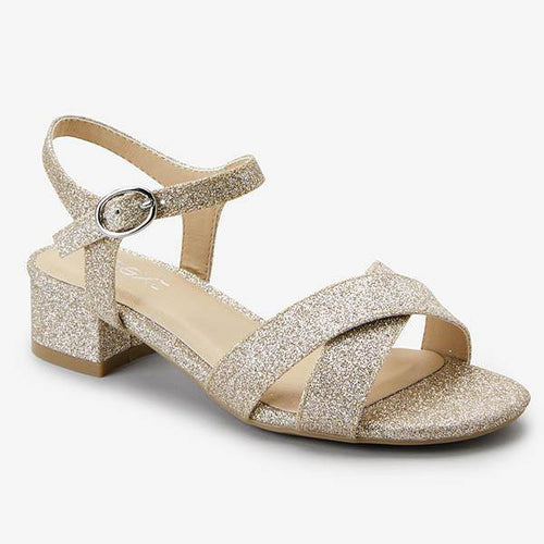 Gold Glitter Heel Sandals (Older) - Allsport