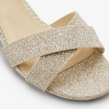 Load image into Gallery viewer, Gold Glitter Heel Sandals (Older) - Allsport
