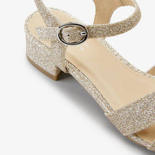 Load image into Gallery viewer, Gold Glitter Heel Sandals (Older) - Allsport
