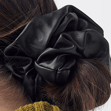 Load image into Gallery viewer, Black/Tan PU Scrunchie 2 Pack - Allsport
