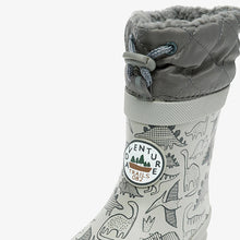Load image into Gallery viewer, Grey Dino Next Thermal Thinsulate™ Lined Cuff Wellies
