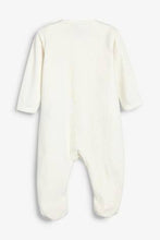 Load image into Gallery viewer, Ecru Giraffe Embroidered Velour Sleepsuit  (up to 18 months) - Allsport
