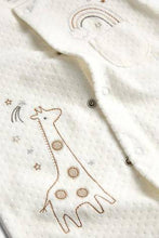 Load image into Gallery viewer, Ecru Giraffe Embroidered Velour Sleepsuit  (up to 18 months) - Allsport
