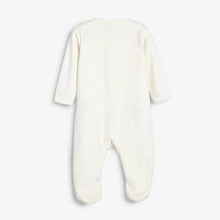 Load image into Gallery viewer, Ecru Giraffe Embroidered Velour Sleepsuit (0-6mths) - Allsport
