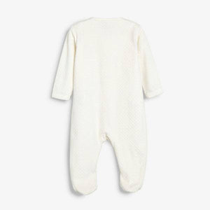 Ecru Giraffe Embroidered Velour Sleepsuit (0-6mths) - Allsport