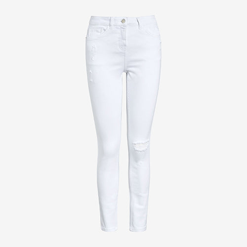 White Ripped Skinny Jeans - Allsport