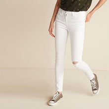 Load image into Gallery viewer, White Ripped Skinny Jeans - Allsport
