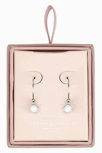 Sterling Silver Opal Charm Hoop Earrings - Allsport