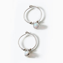 Load image into Gallery viewer, Sterling Silver Opal Charm Hoop Earrings - Allsport
