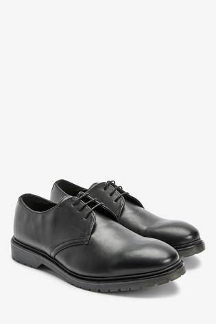 BLACK CLEATED SOLE DERBY SHOES - Allsport