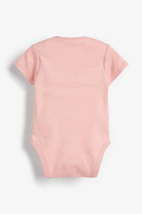 Pink/White 5 Pack GOTS Certified Organic Cotton Short Sleeve Bodysuits  (up to 18 months) - Allsport