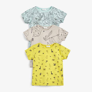 Mink/Blue 3 Pack Character Stretch T-Shirts (0mths-6mths) - Allsport