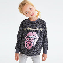 Load image into Gallery viewer, Grey Rolling Stones Animal Flippy Sequin License Cuff Top (3-12yrs) - Allsport

