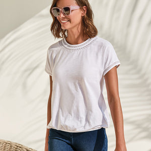White Bubble Hem T-Shirt - Allsport