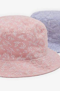 Pink/Chambray 2 Pack Ditsy Fisherman's Hats - Allsport