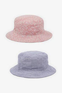 Pink/Chambray 2 Pack Ditsy Fisherman's Hats - Allsport