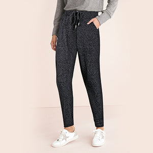 Charcoal Animal Print Jersey Joggers - Allsport