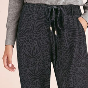 Charcoal Animal Print Jersey Joggers - Allsport