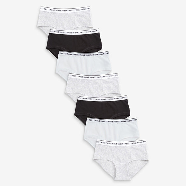 Black/White/Grey 7 Pack Hipster Briefs (2-12yrs) - Allsport