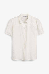 Ecru Short Sleeve Pintuck Blouse - Allsport