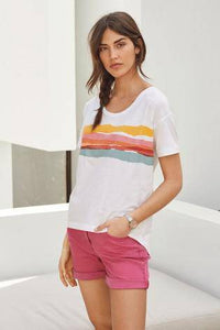 White Rainbow Short Sleeves Slub T-Shirt - Allsport