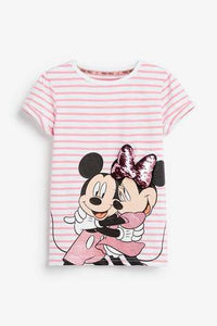 Pink Minnie Mouse™ & Mickey Mouse™ Licence 3D Sequin T-Shirt - Allsport