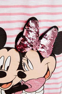 Pink Minnie Mouse™ & Mickey Mouse™ Licence 3D Sequin T-Shirt - Allsport