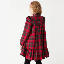 Load image into Gallery viewer, Red Tartan Check Frill Detail Dress (3-12yrs) - Allsport
