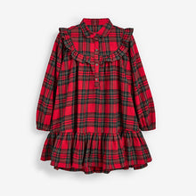 Load image into Gallery viewer, Red Tartan Check Frill Detail Dress (3-12yrs) - Allsport
