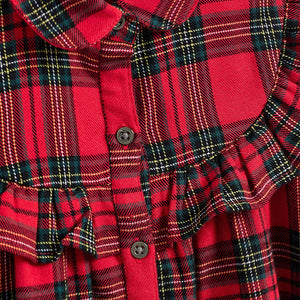 Red Tartan Check Frill Detail Dress (3-12yrs) - Allsport