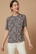 Load image into Gallery viewer, Ditsy Print Ruched Short Sleeve Top - Allsport
