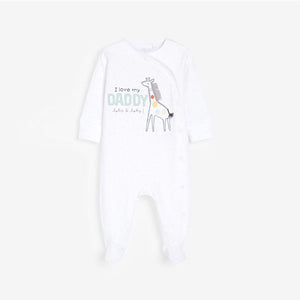 White Ecru Daddy Single Baby Sleepsuit (0-12mths) - Allsport