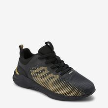 Load image into Gallery viewer, Gold /Black Elastic Lace Trainers (Older Boys) - Allsport
