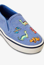 Load image into Gallery viewer, Blue Fluro Dinosaur Slip-On Shoes - Allsport
