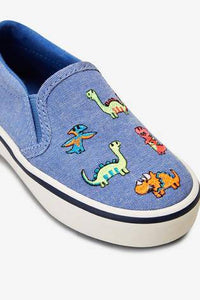 Blue Fluro Dinosaur Slip-On Shoes - Allsport