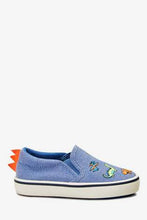 Load image into Gallery viewer, Blue Fluro Dinosaur Slip-On Shoes - Allsport
