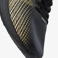 Load image into Gallery viewer, Black/Gold Elastic Lace Trainers (Older) - Allsport
