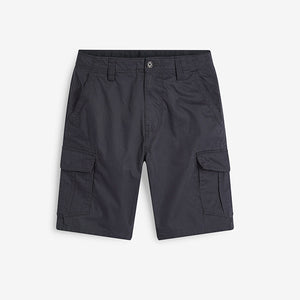 Navy Straight Fit Cotton Cargo Shorts - Allsport