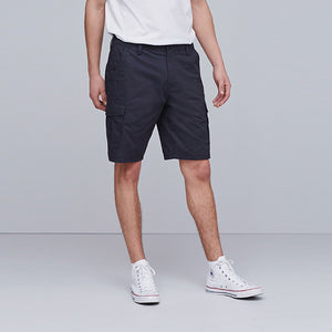 Navy Straight Fit Cotton Cargo Shorts - Allsport