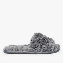 Load image into Gallery viewer, Grey Textured Faux Fur Slider Slippers - Allsport
