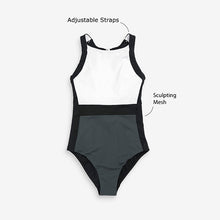 Load image into Gallery viewer, Monochrome Sculpt And Shape Highneck Swimsuit - Allsport
