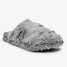 Load image into Gallery viewer, Grey Textured Faux Fur Mule Slippers - Allsport
