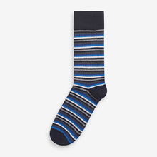 Load image into Gallery viewer, Grey / Navy Blue Stripe Stripe Socks
