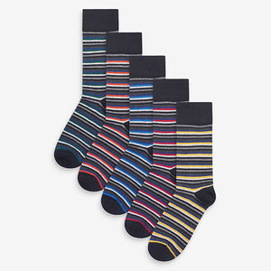 Grey / Navy Blue Stripe Stripe Socks